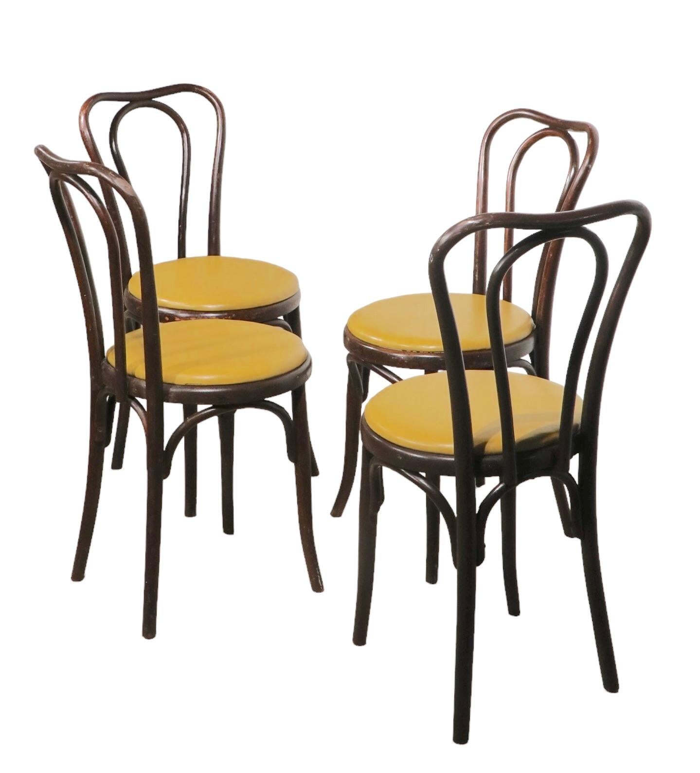 Iconic Thonet steam bent case, bistro style dining chairs, unusual to find a large lots still together and intact, we currently have 12 chairs , however please check availability prior to placing an order as we are offering them individually and