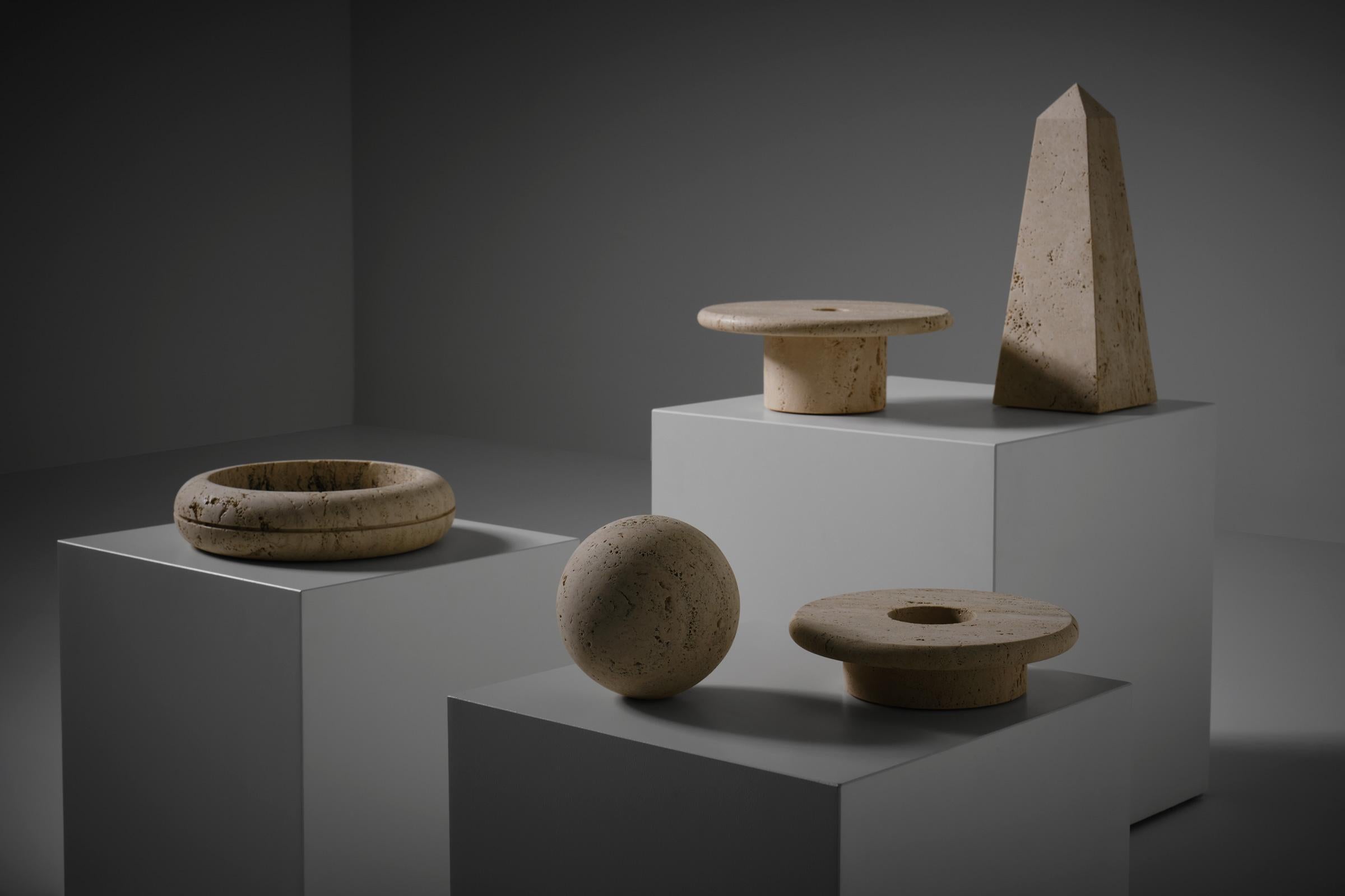 Late 20th Century Large set of Travertine objects by Lyda Levi, Italy 1970s For Sale