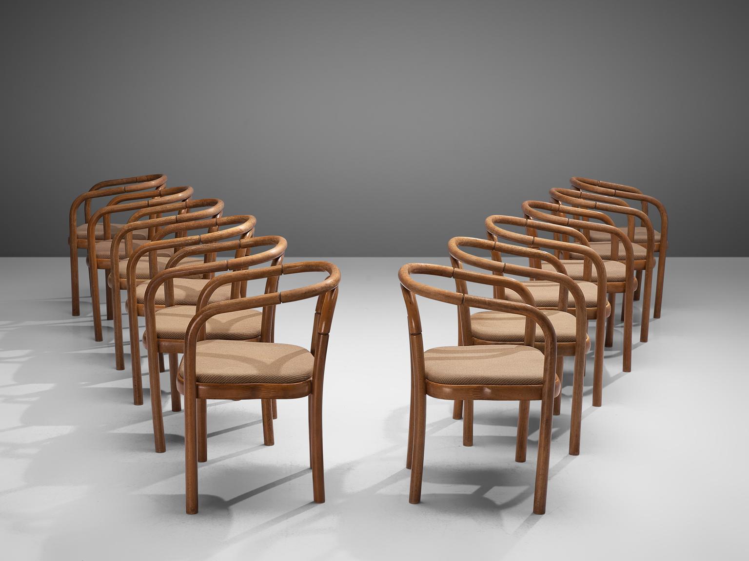 Mid-Century Modern Large Set of Twelve Bentwood Dining Chairs by Ton, 1960s