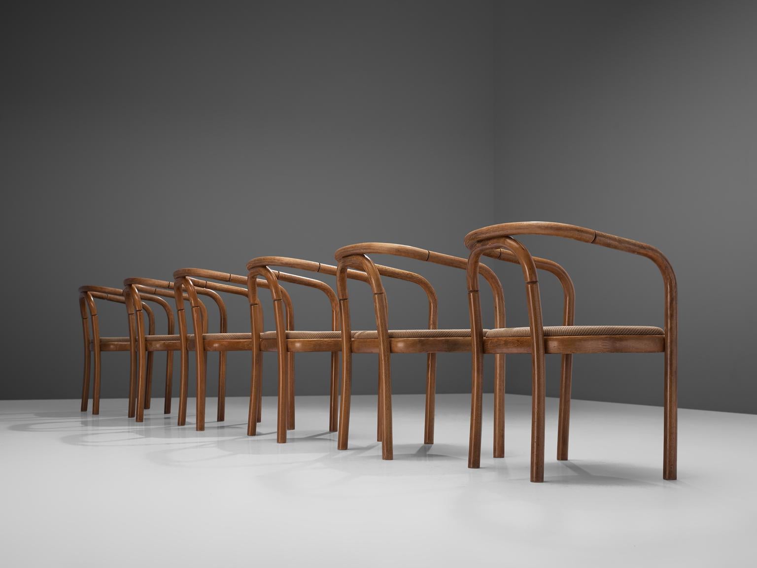 Large Set of Twelve Bentwood Dining Chairs by Ton, 1960s In Good Condition In Waalwijk, NL