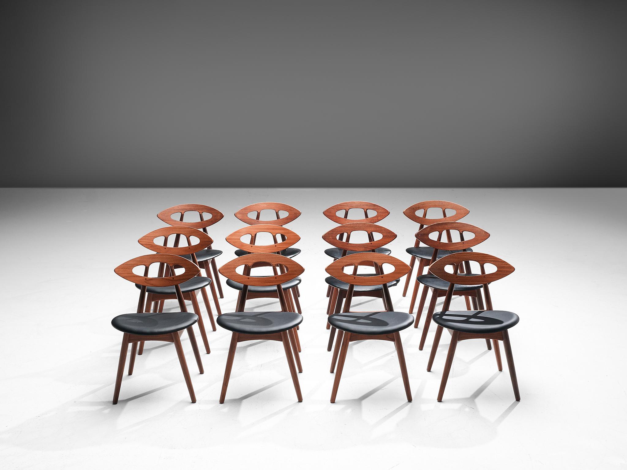  Large Set of Twelve Ejvind A. Johansson 'Eye' Dining Chairs In Good Condition In Waalwijk, NL