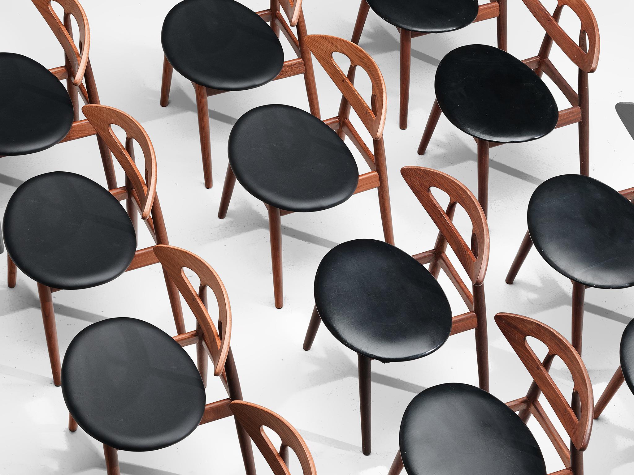 Leather  Large Set of Twelve Ejvind A. Johansson 'Eye' Dining Chairs