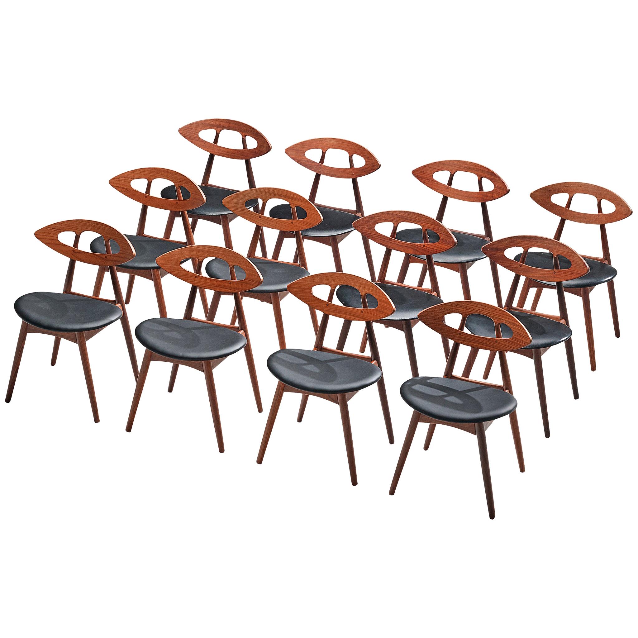  Large Set of Twelve Ejvind A. Johansson 'Eye' Dining Chairs
