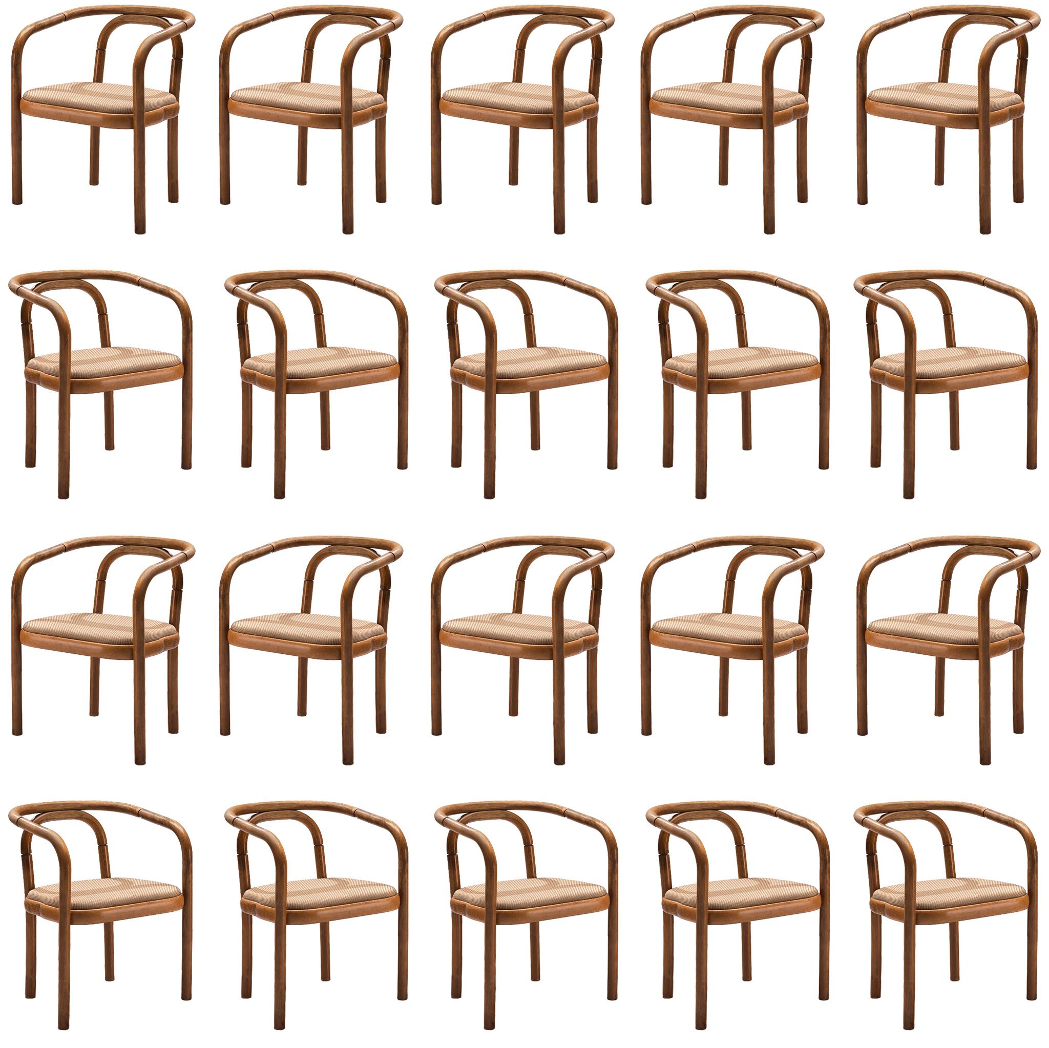 Large Set of +70 Bentwood Dining Chairs by Ton, 1960s