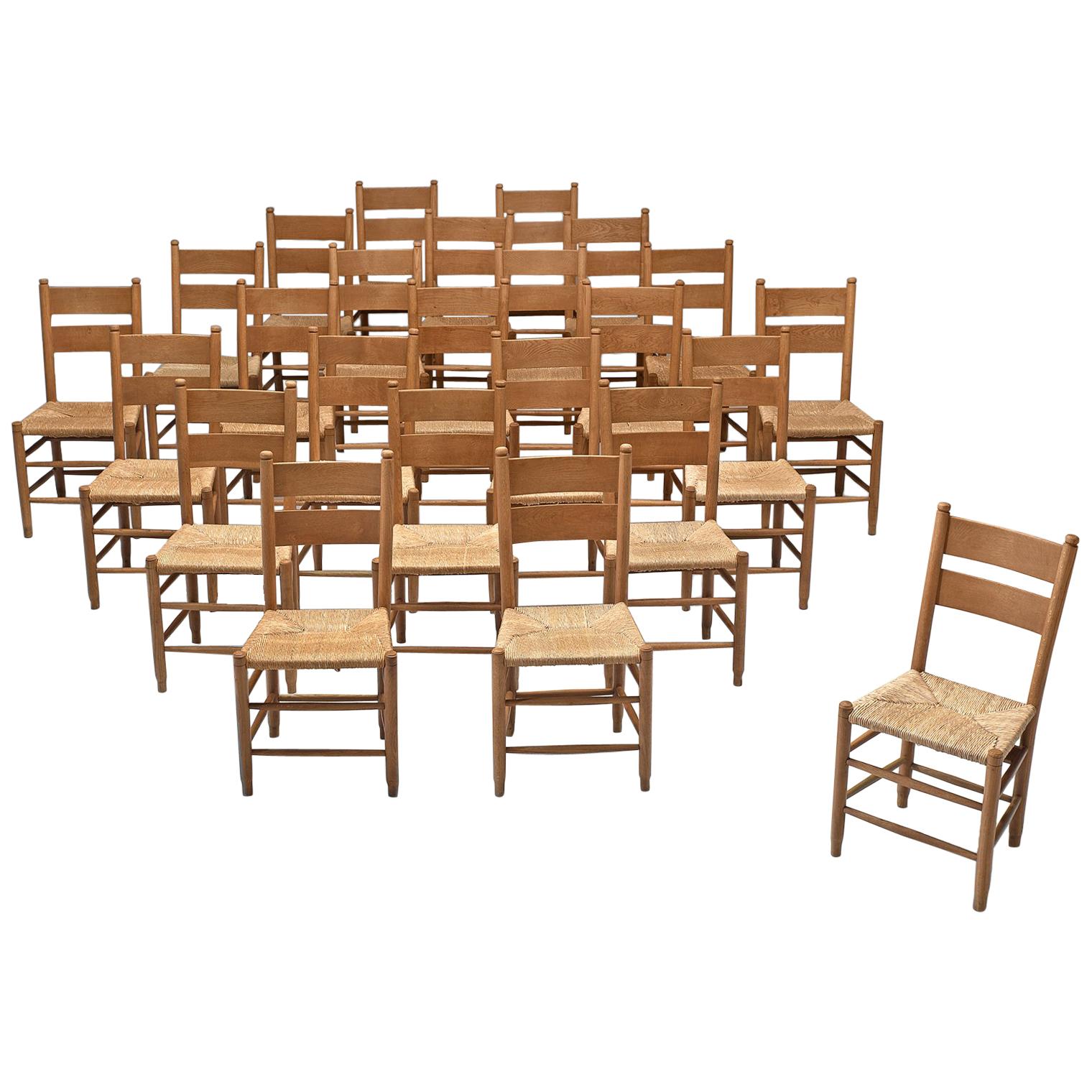 Rustic Danish Chairs in Rush and Oak