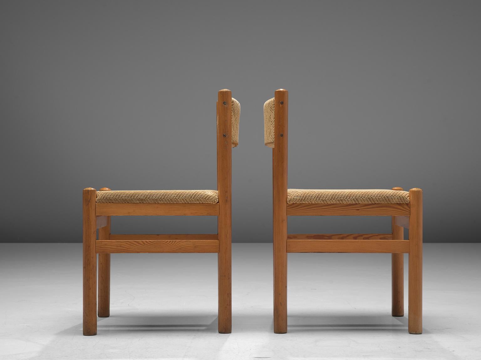 Mid-20th Century Large Set of Twenty-Four Dining Chairs in Pine and Beige Upholstery, 1950s