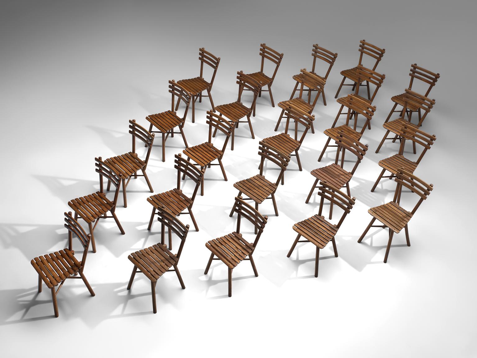 Industrial Large Set of Twenty-Four Thonet Chairs in Beech