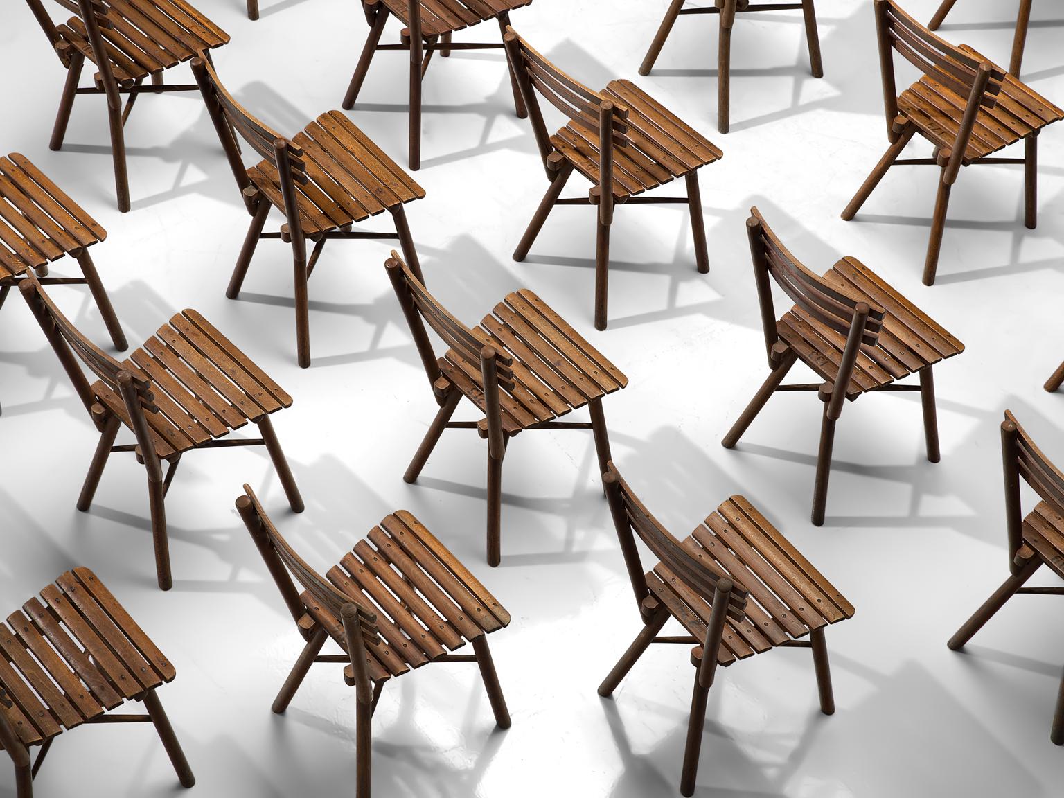 German Large Set of Twenty-Four Thonet Chairs in Beech