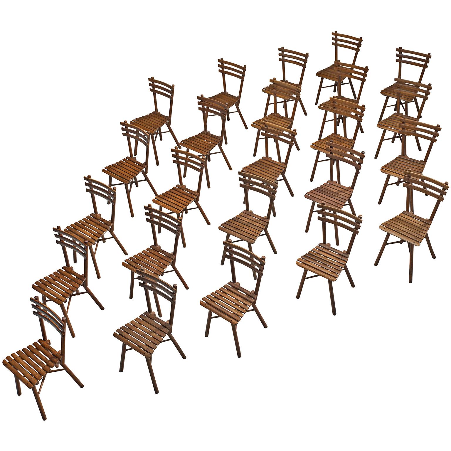 Large Set of Twenty-Four Thonet Chairs in Beech