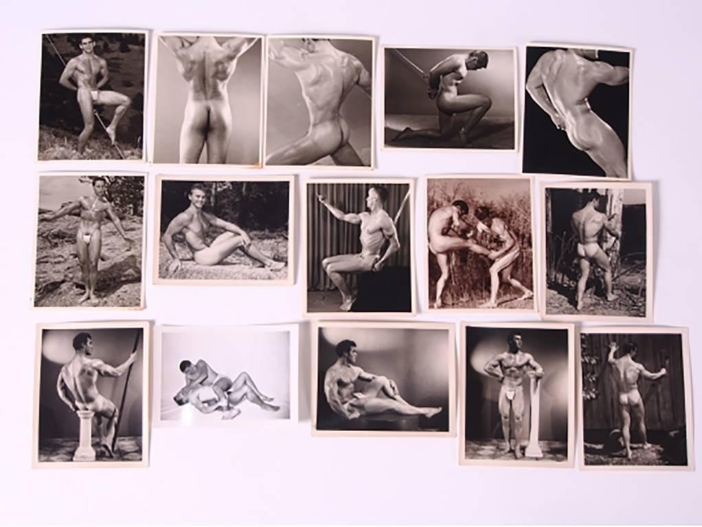 Large Set of Vintage Male Physique Erotica Black and White Photographs In Good Condition In Bridgeport, CT
