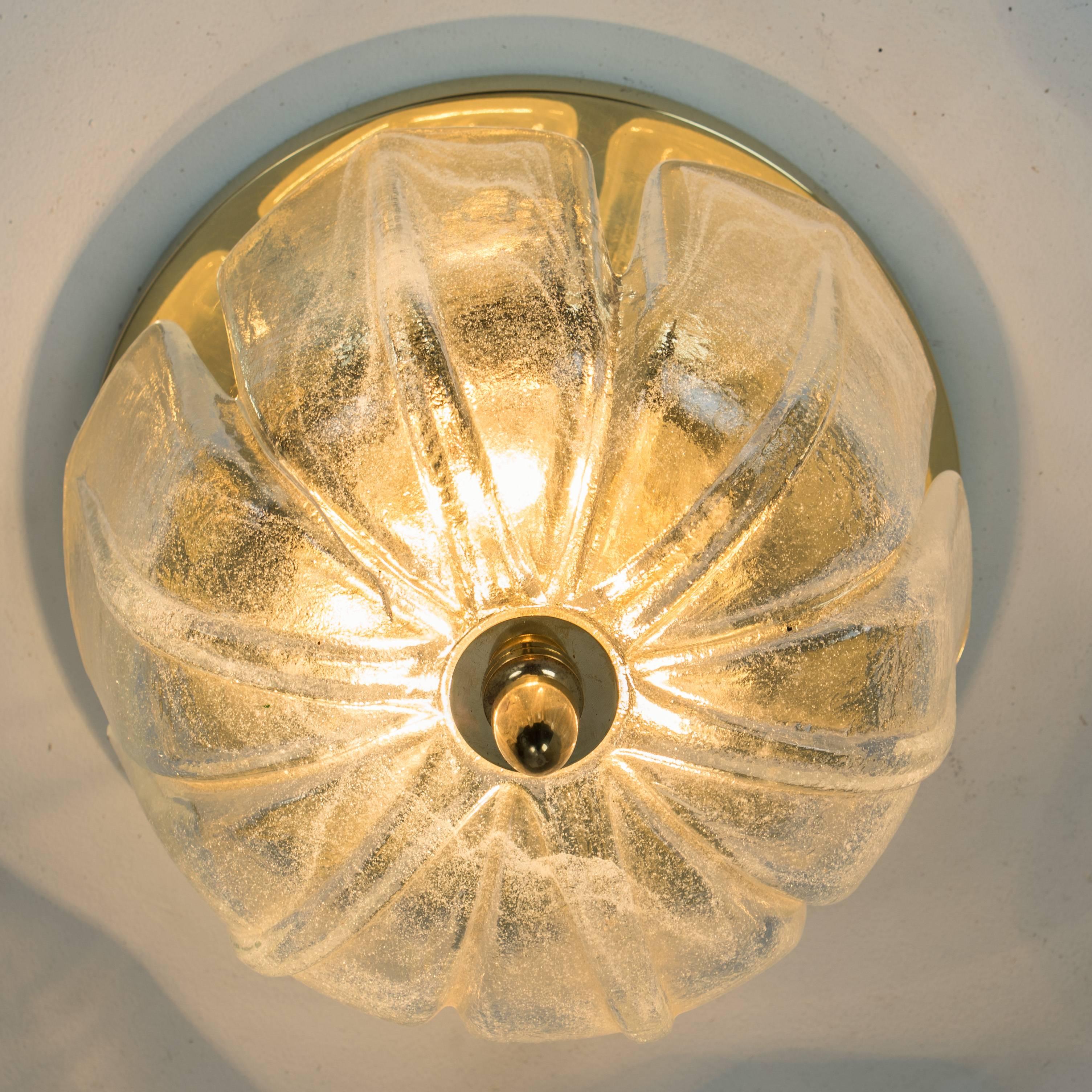Brass Large Set of Wall Lights/ Flushmounts Tulip Shaped by Limburg, 1970s