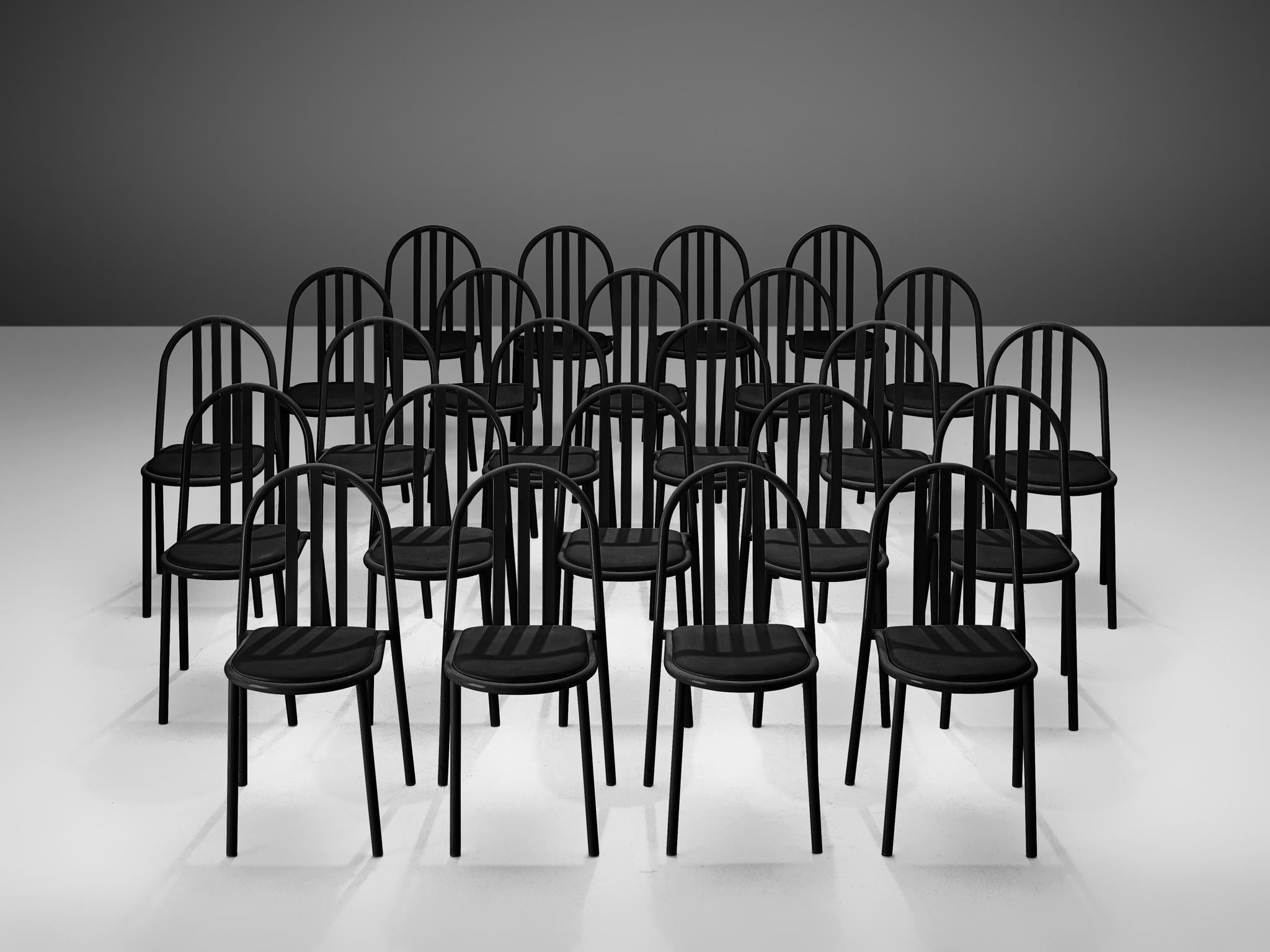 Mid-Century Modern Large Set of White and Black Tubular Steel Chairs by Robert Mallet Stevens