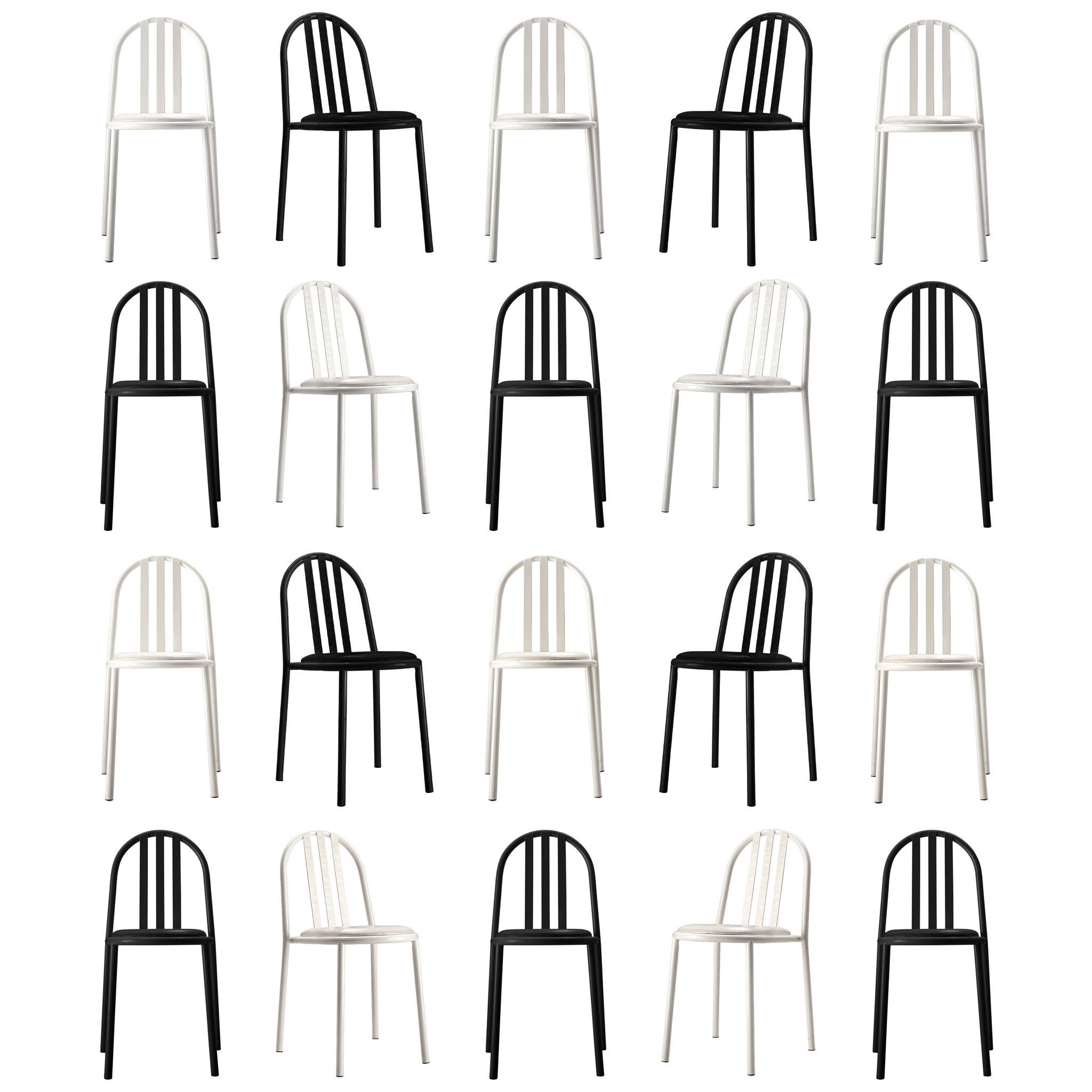 Large Set of White and Black Tubular Steel Chairs by Robert Mallet Stevens