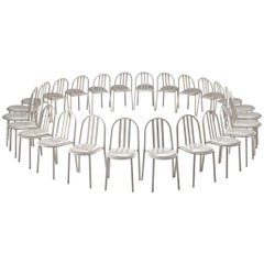Large Set of White Tubular Steel Chairs by Robert Mallet Stevens