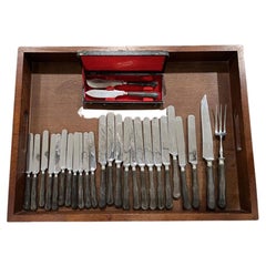 Used Large Set of Wood Handled Knives