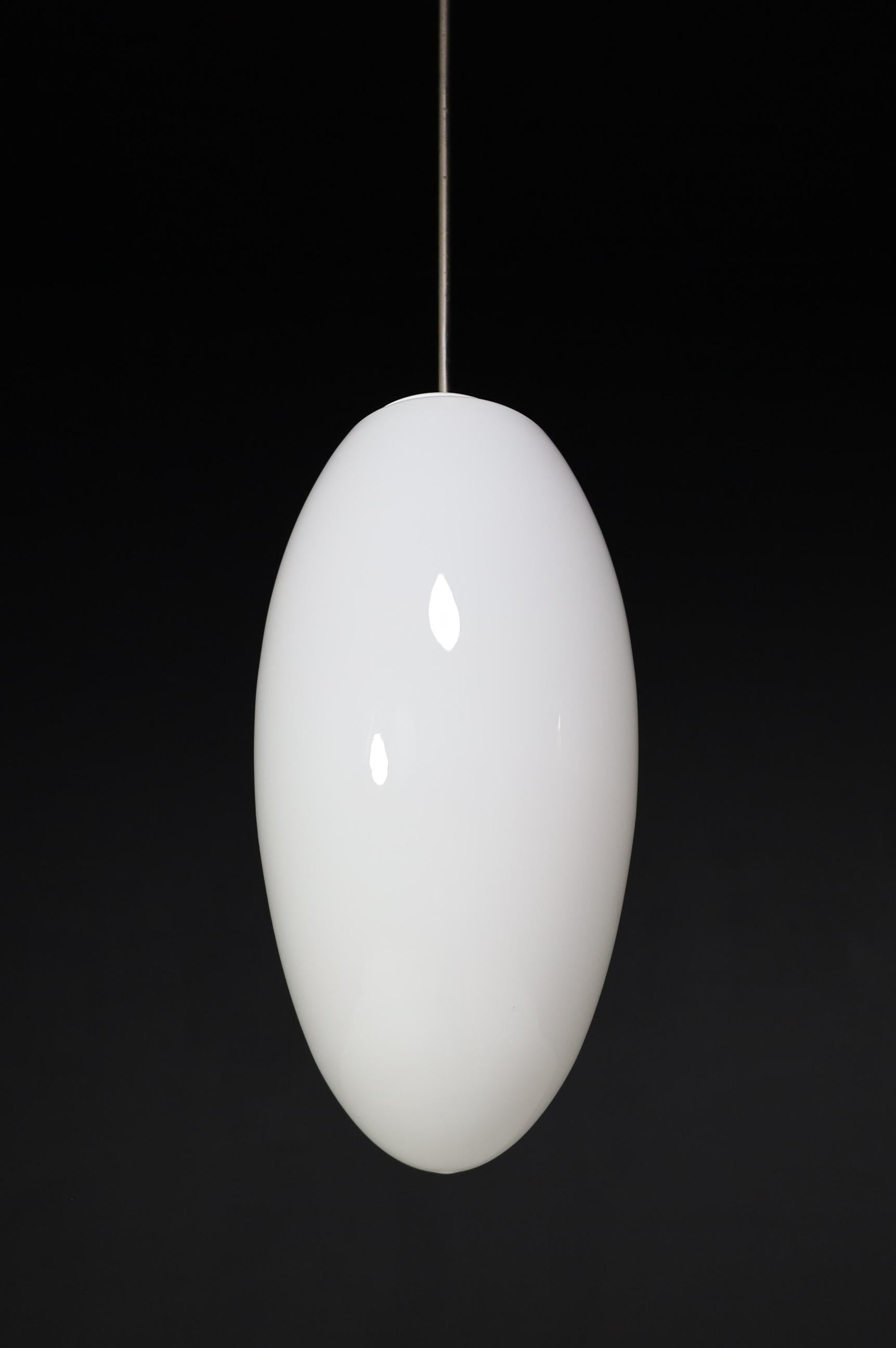 Large set Pendants Ellipse Opaline Glass, Europe the 1960s. In Good Condition For Sale In Almelo, NL