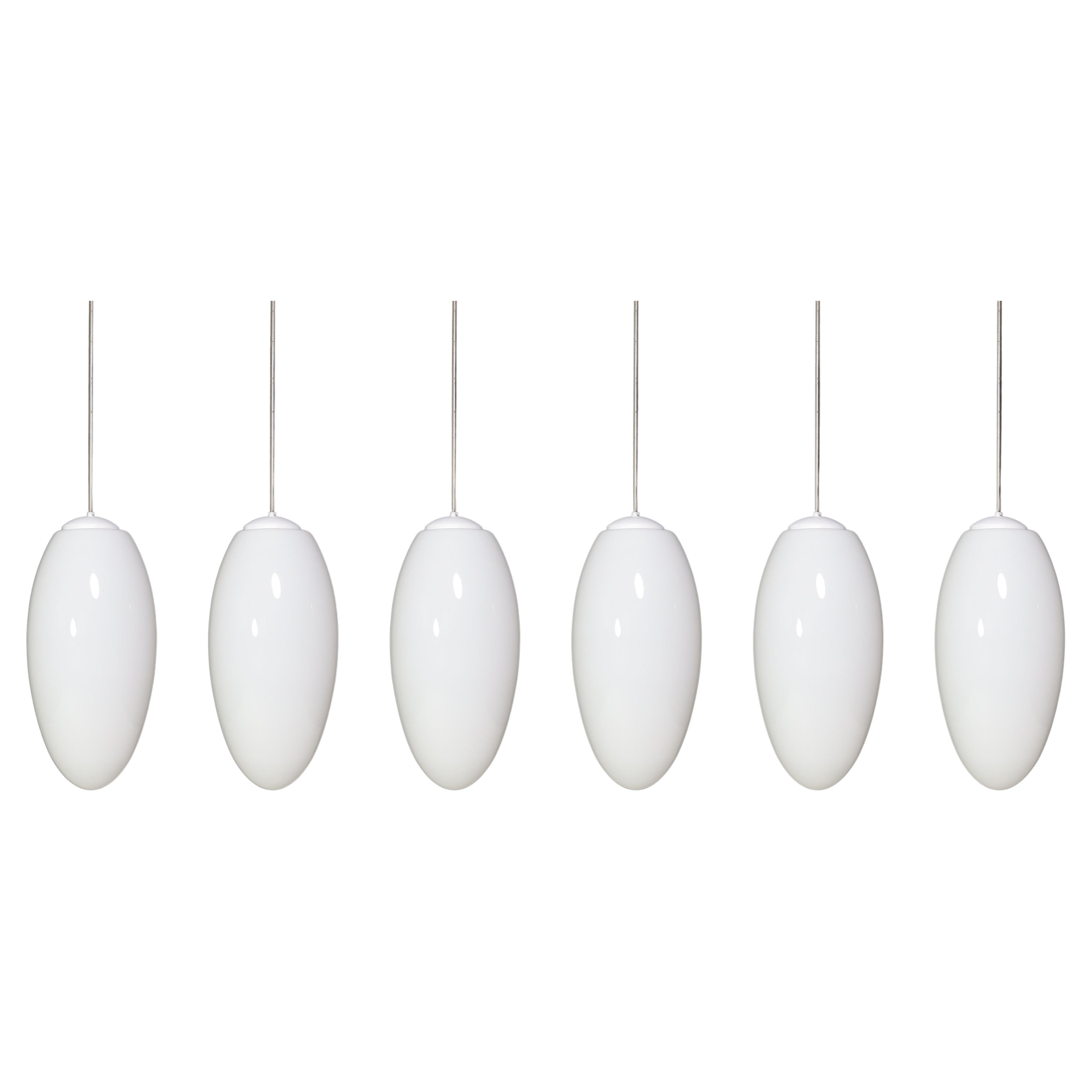 Large set Pendants Ellipse Opaline Glass, Europe the 1960s.