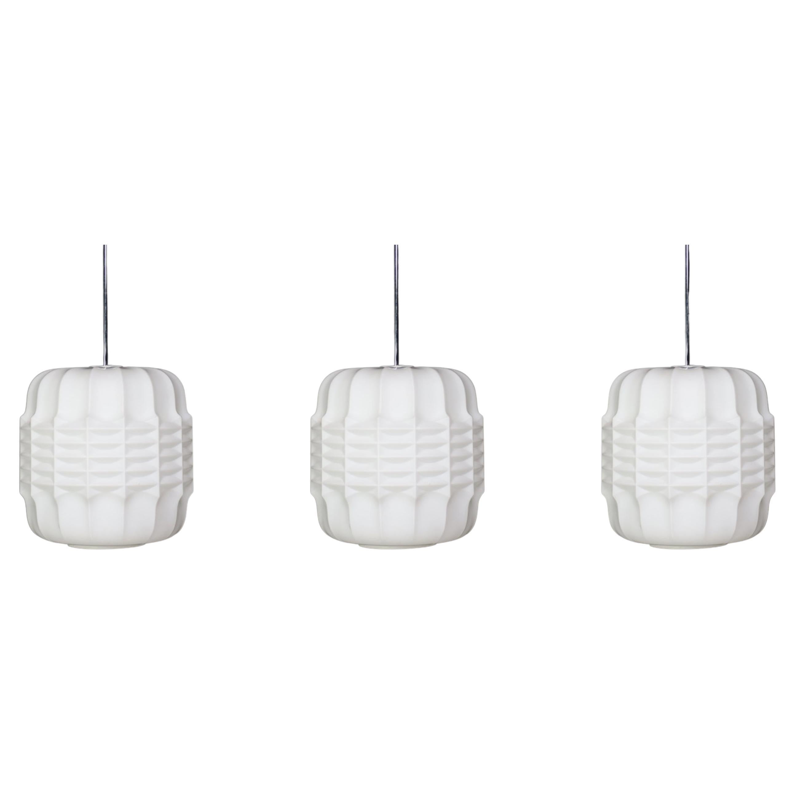 Large set Pendants Brutalist - Modern Opaline Glass, Europe the 1960s.