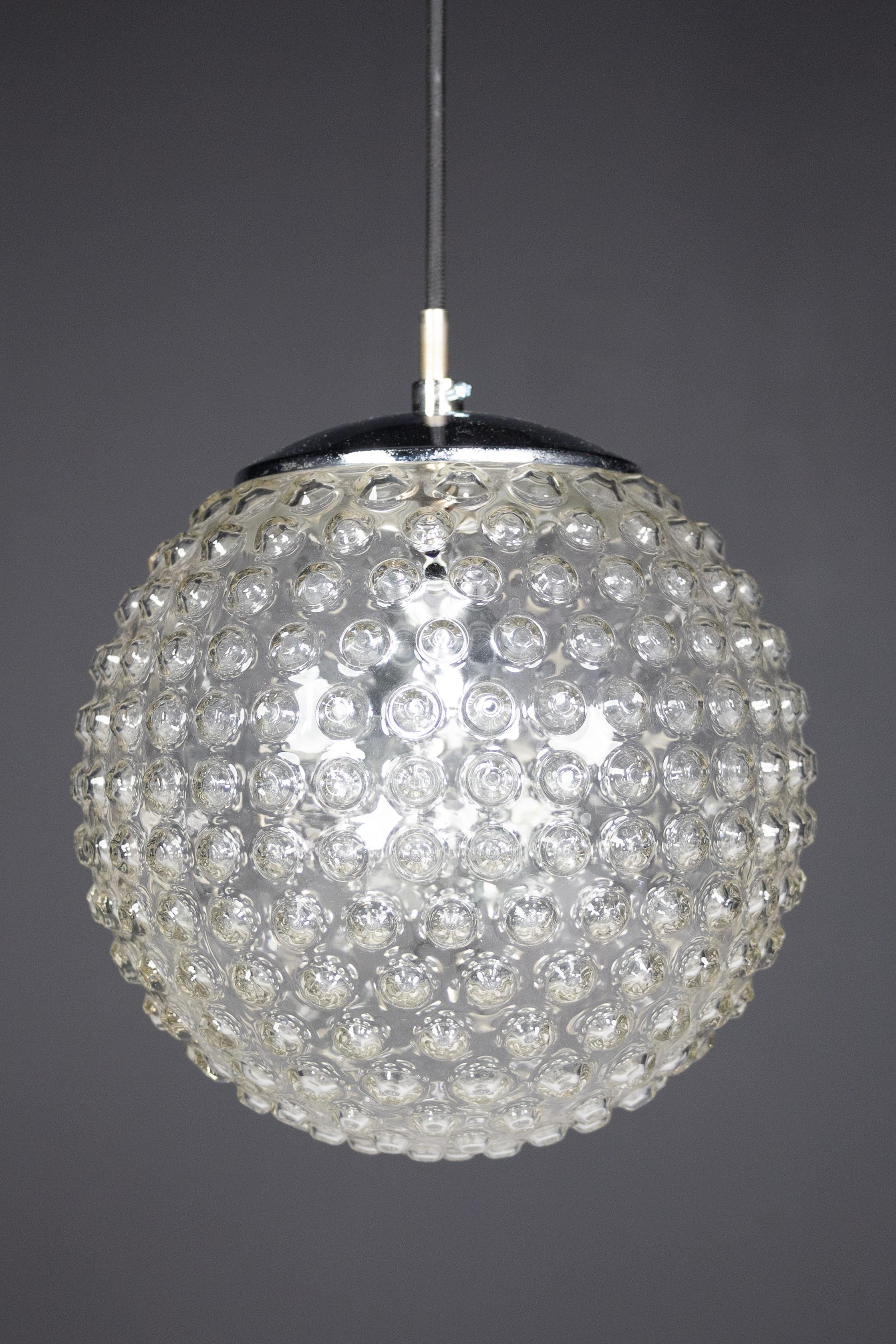 Large set Rolf Krüger Chrome and Bubble Glass Pendant for Staff, Germany 1970s   For Sale 5