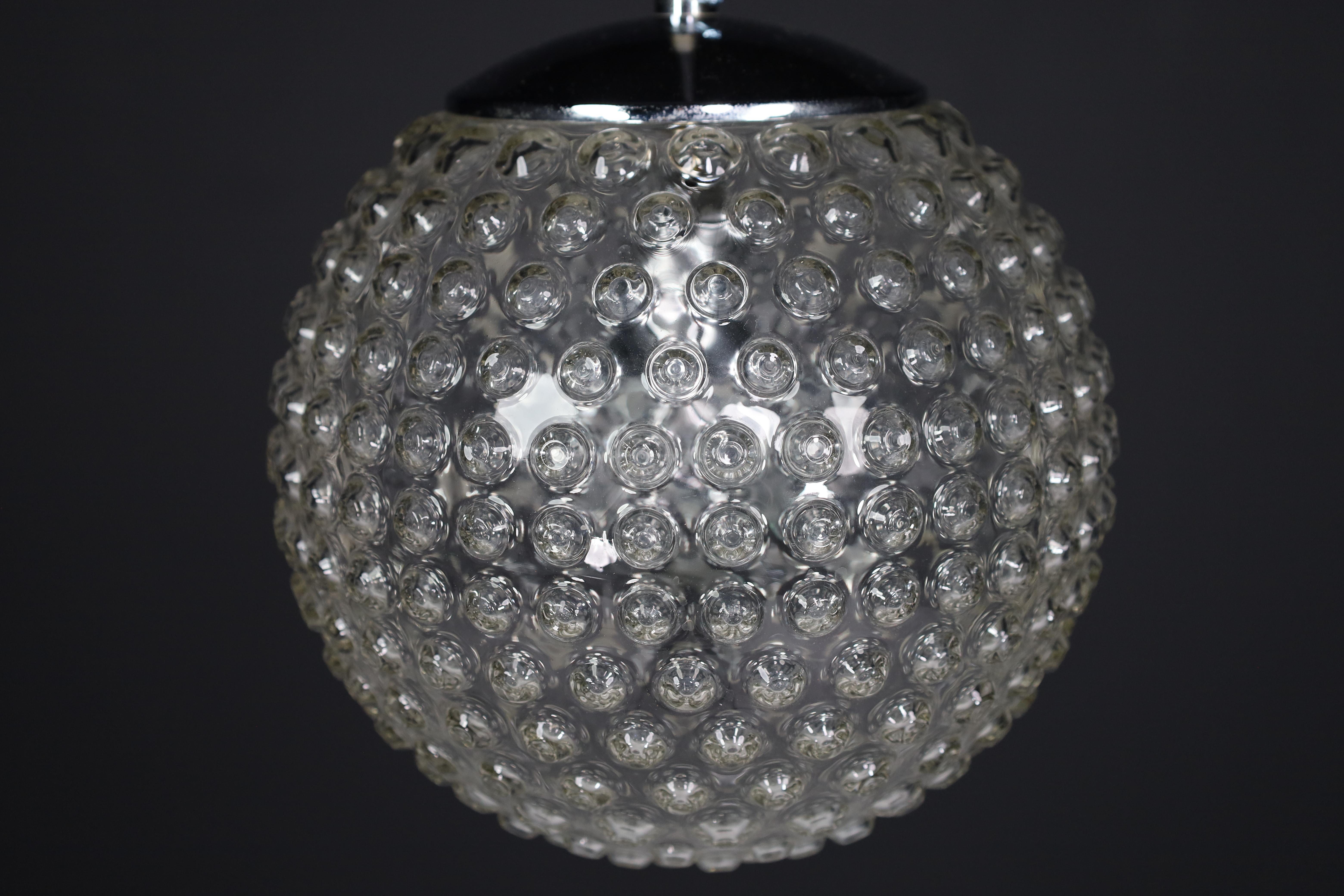 Large set Rolf Krüger Chrome and Bubble Glass Pendant for Staff, Germany 1970s   For Sale 3
