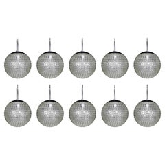 Large set Rolf Krüger Chrome and Bubble Glass Pendant for Staff, Germany 1970s