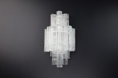 Large set Venini Wall Chandeliers with Murano Ice Glass, Italy 1960s.