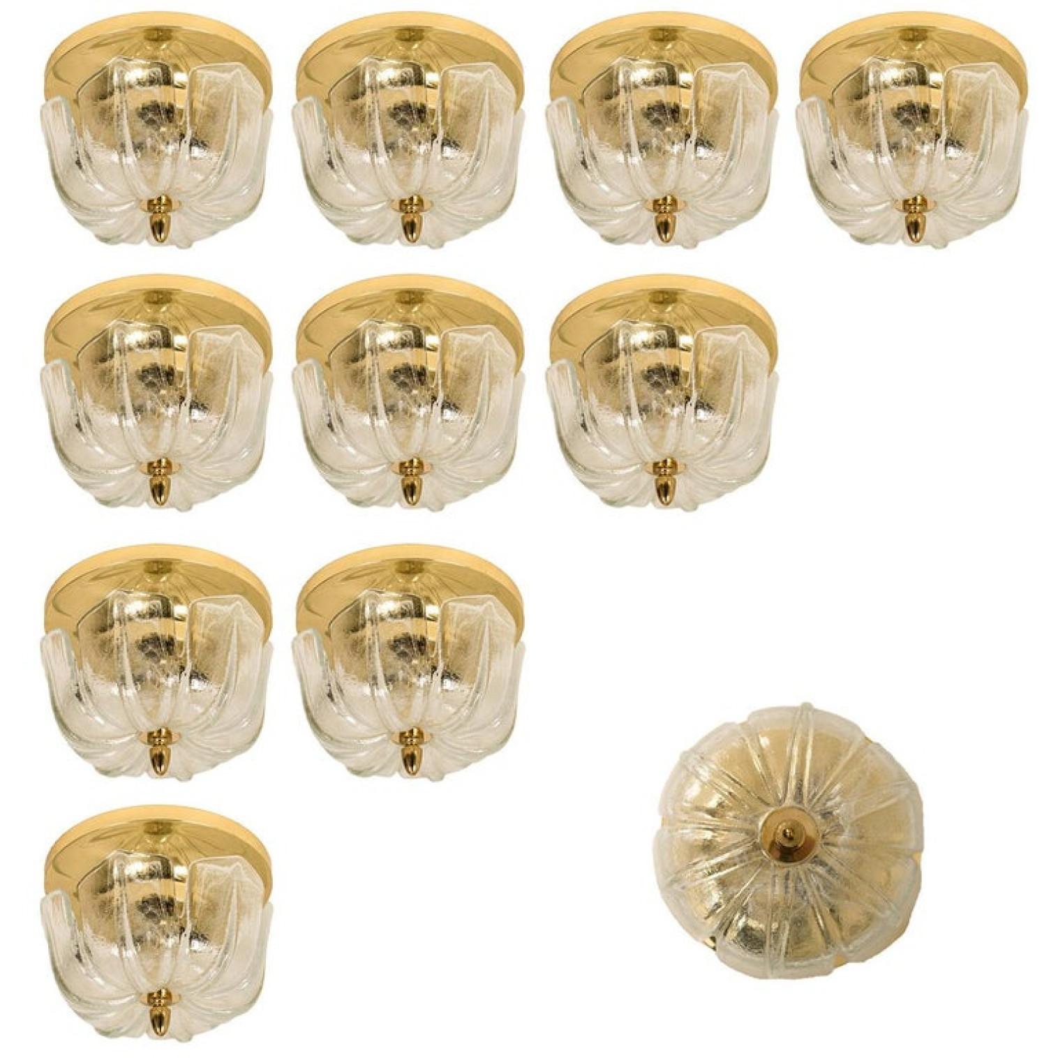 Large Set Wall Lights/ Flush Mounts Tulip Shaped by Limburg, 1970s For Sale 11
