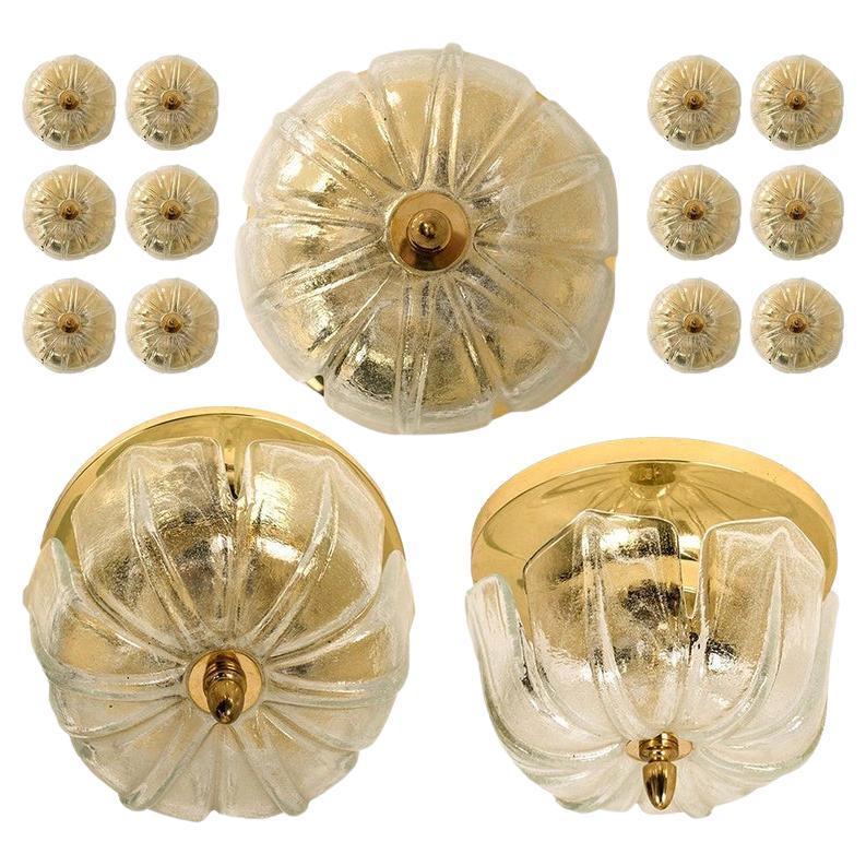 Large Set Wall Lights/ Flush Mounts Tulip Shaped by Limburg, 1970s For Sale