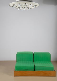 Large 'Settebello' Modular Sofa with Custom Wood Surround by Zanotta