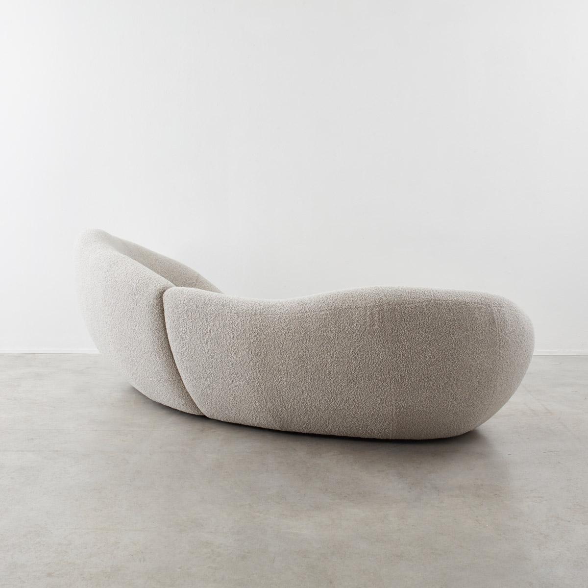 Late 20th Century Large Seventies curved bouclé sofa, Italy, 1970s
