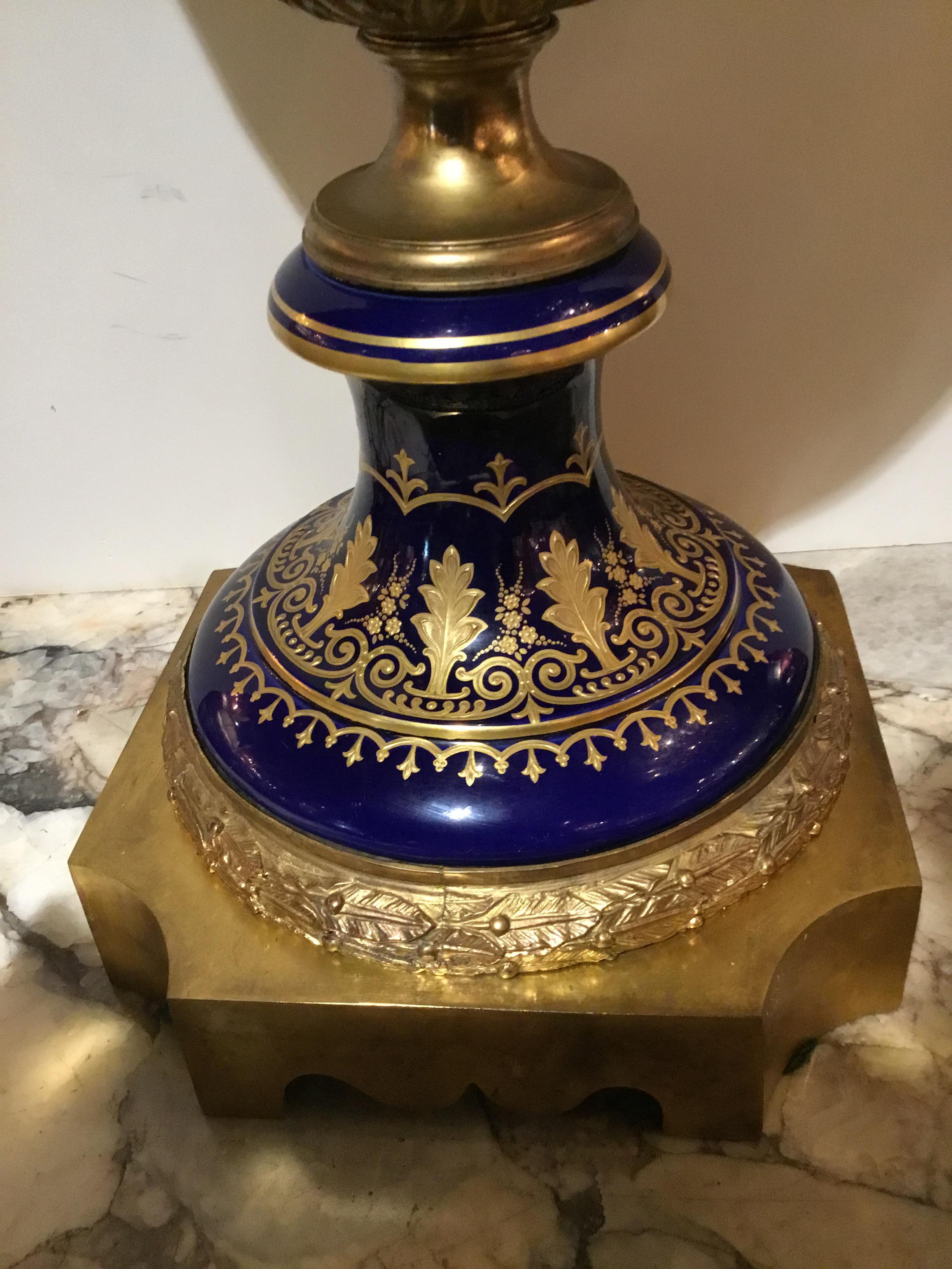 Large Sevres Cobalt Urn, 19th Century In Good Condition In Houston, TX