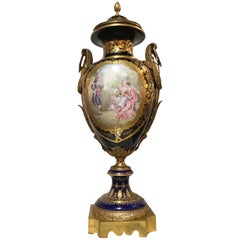 Large Sevres Cobalt Urn, 19th Century