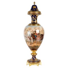 Grand vase en porcelaine de Sèvres et bronze doré.