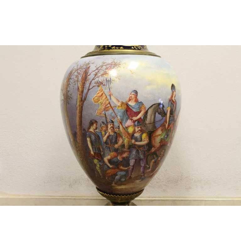 French Large Sevres Style Covered Urn, 19th Century