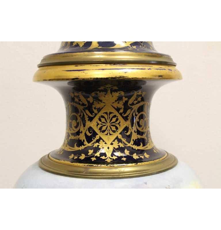 Large Sevres Style Covered Urn, 19th Century 3