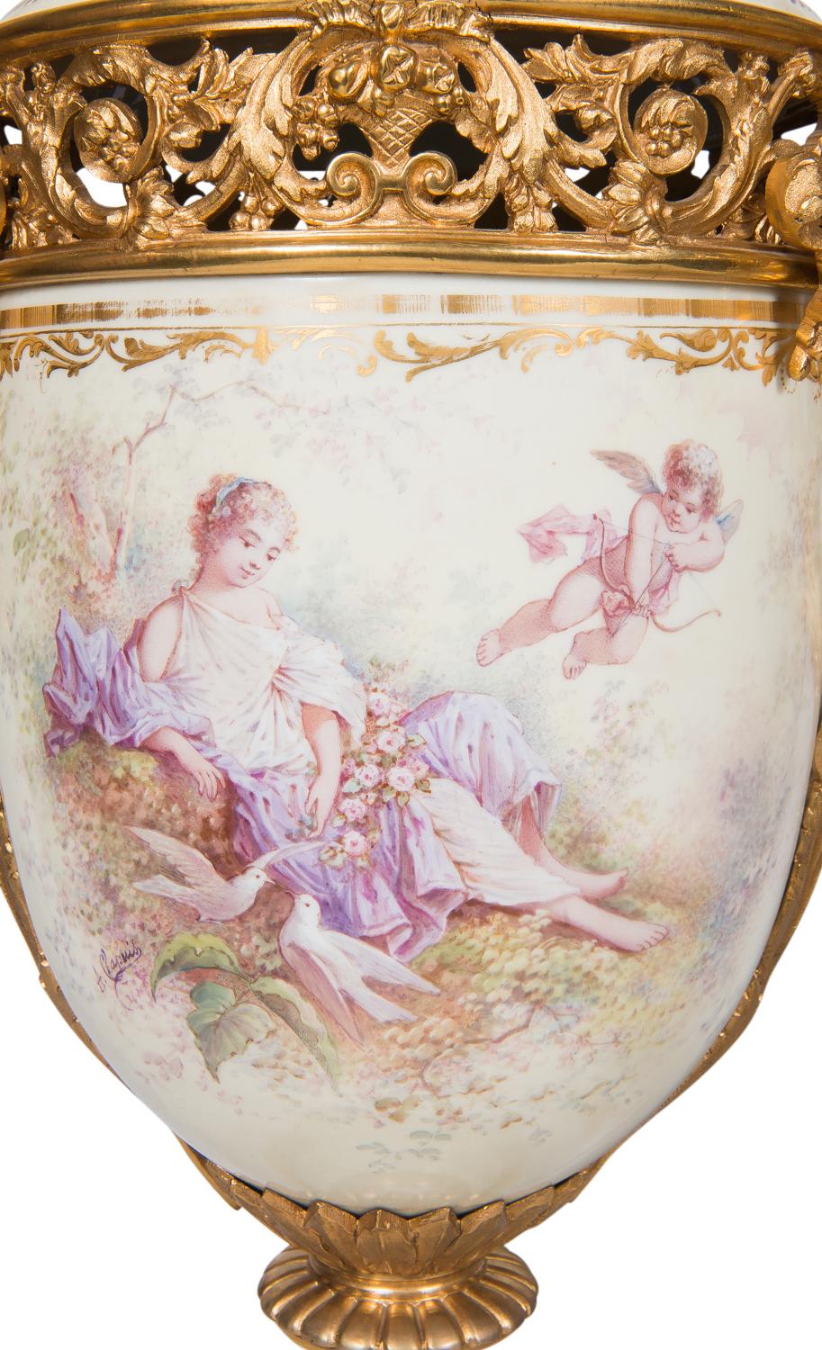 Porcelain Large Sevres Style Garniture, 19th Century For Sale