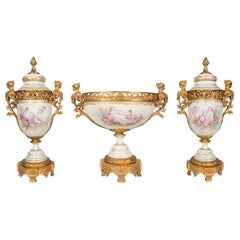Large Sevres Style Garniture, 19th Century