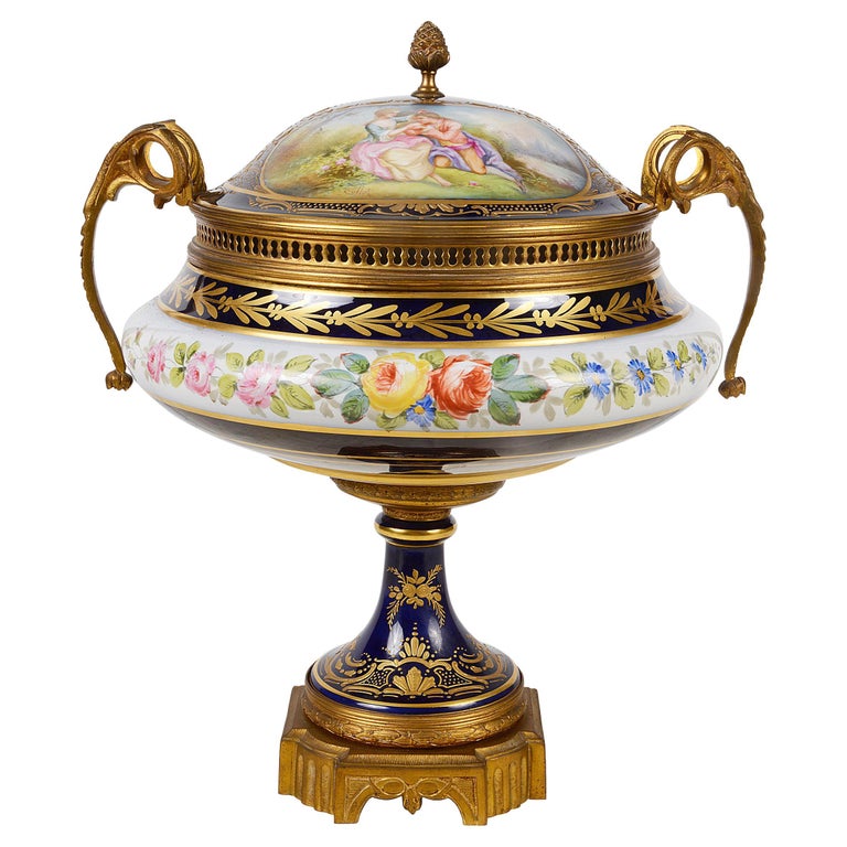 Large Sevres Style Lidded Comport, circa 1890 For Sale