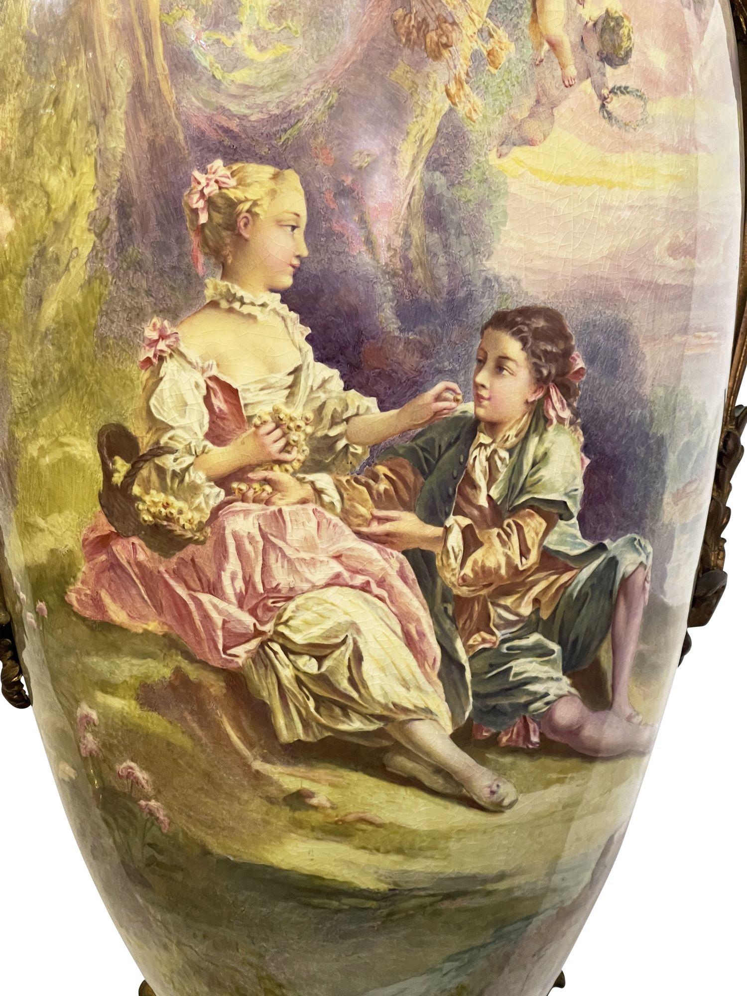 Large Sevres style lidded vase signed Morant In Good Condition For Sale In Brighton, Sussex