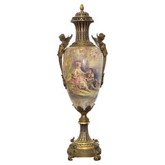 Antique Large Sevres style lidded vase signed Morant