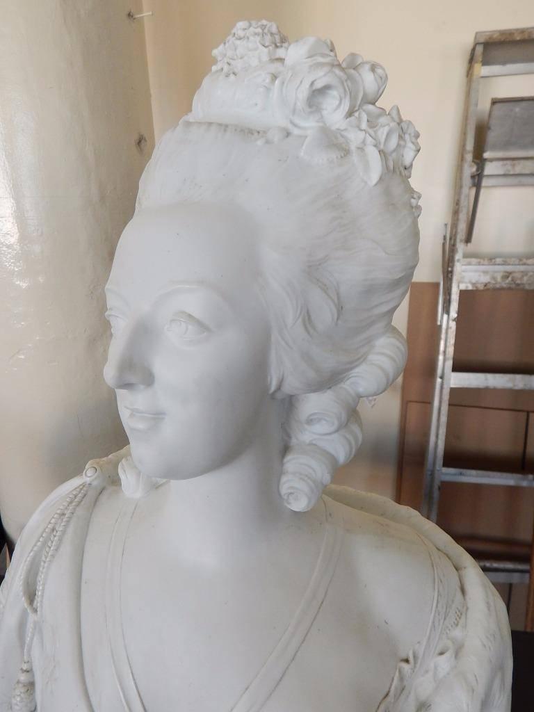 19th Century Large Sevres Style Parian Bust of Marie Antoinette