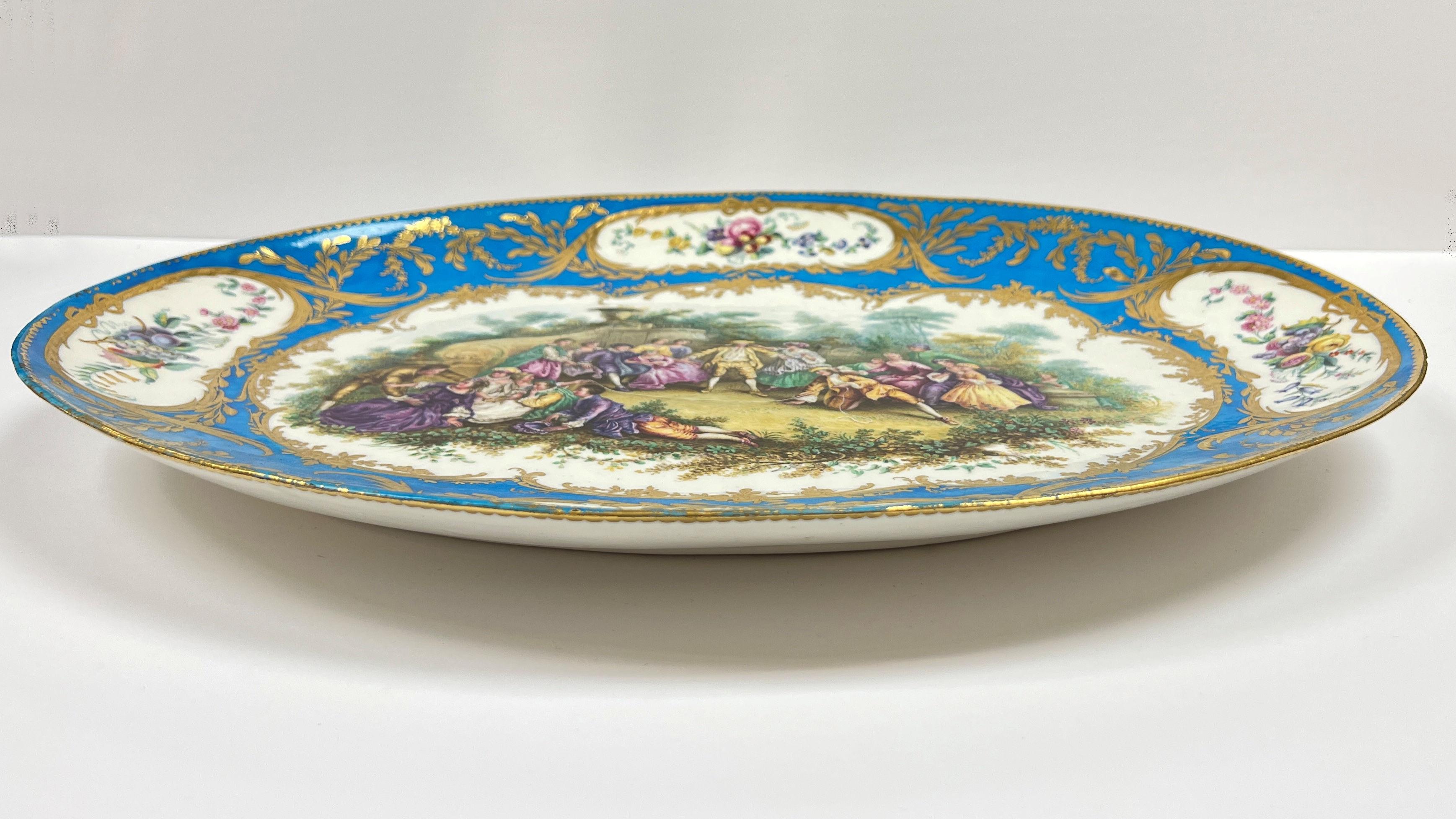 Large Sevres Style Porcelain Charger in the Louis XV Style For Sale 5