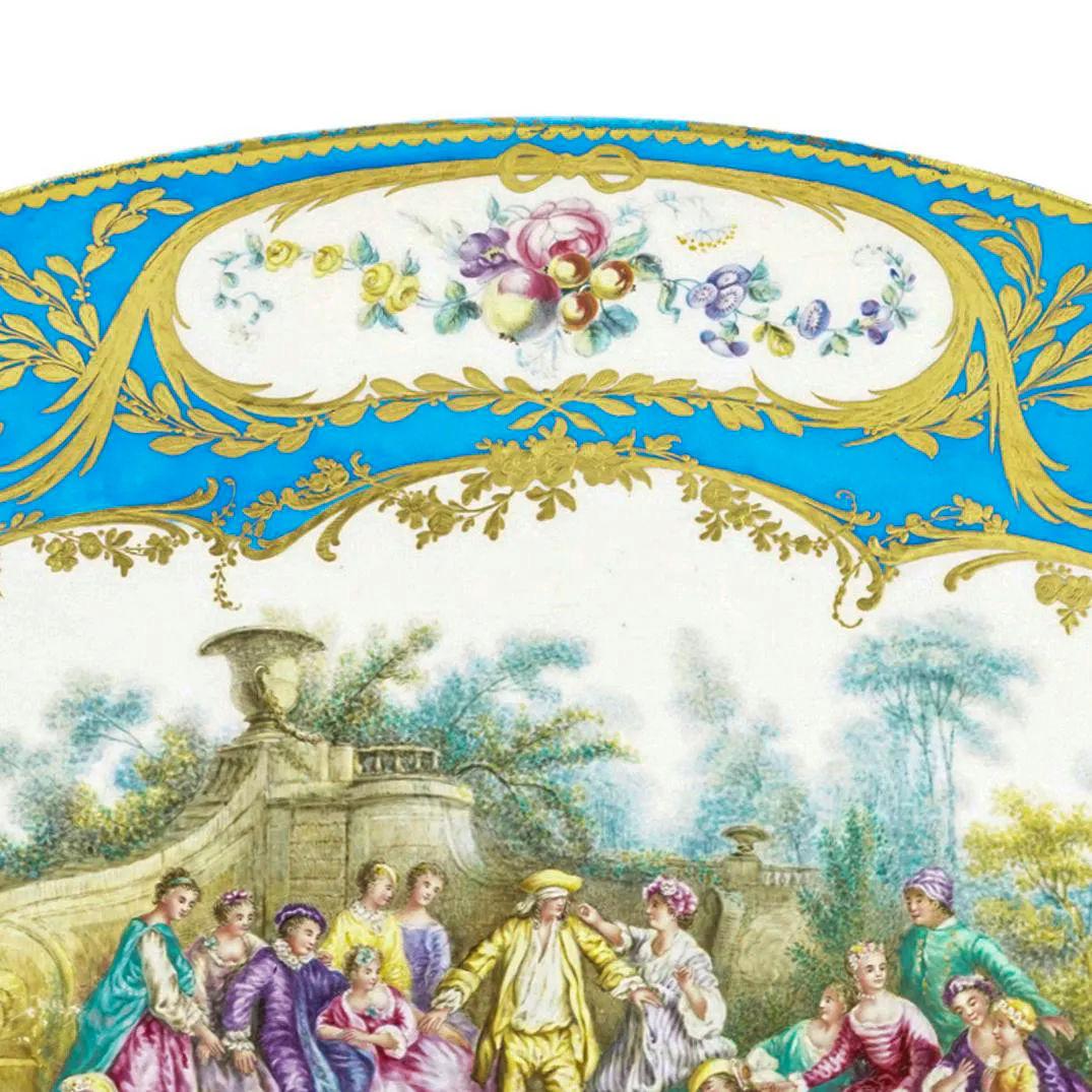 French Large Sevres Style Porcelain Charger in the Louis XV Style For Sale