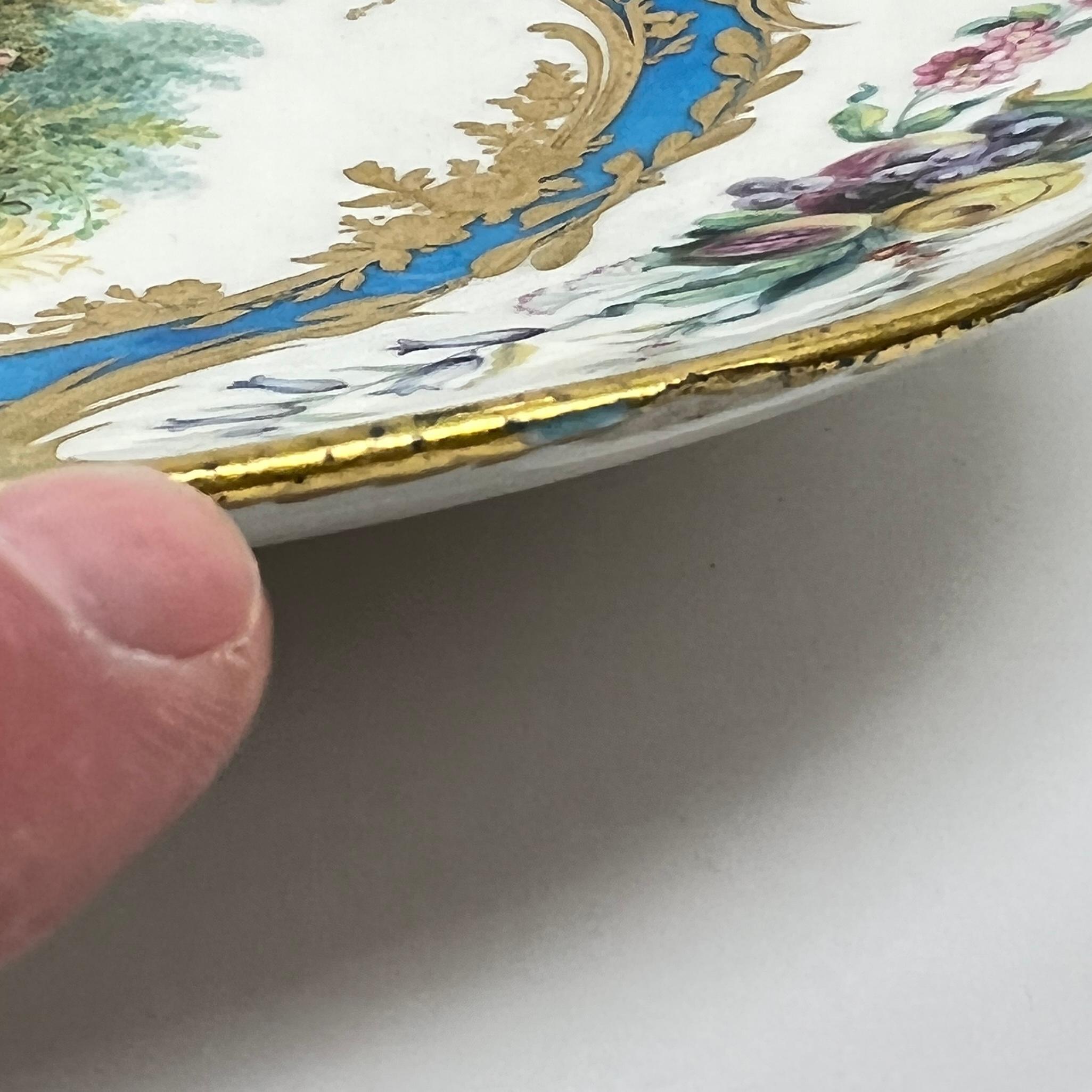 Large Sevres Style Porcelain Charger in the Louis XV Style For Sale 2