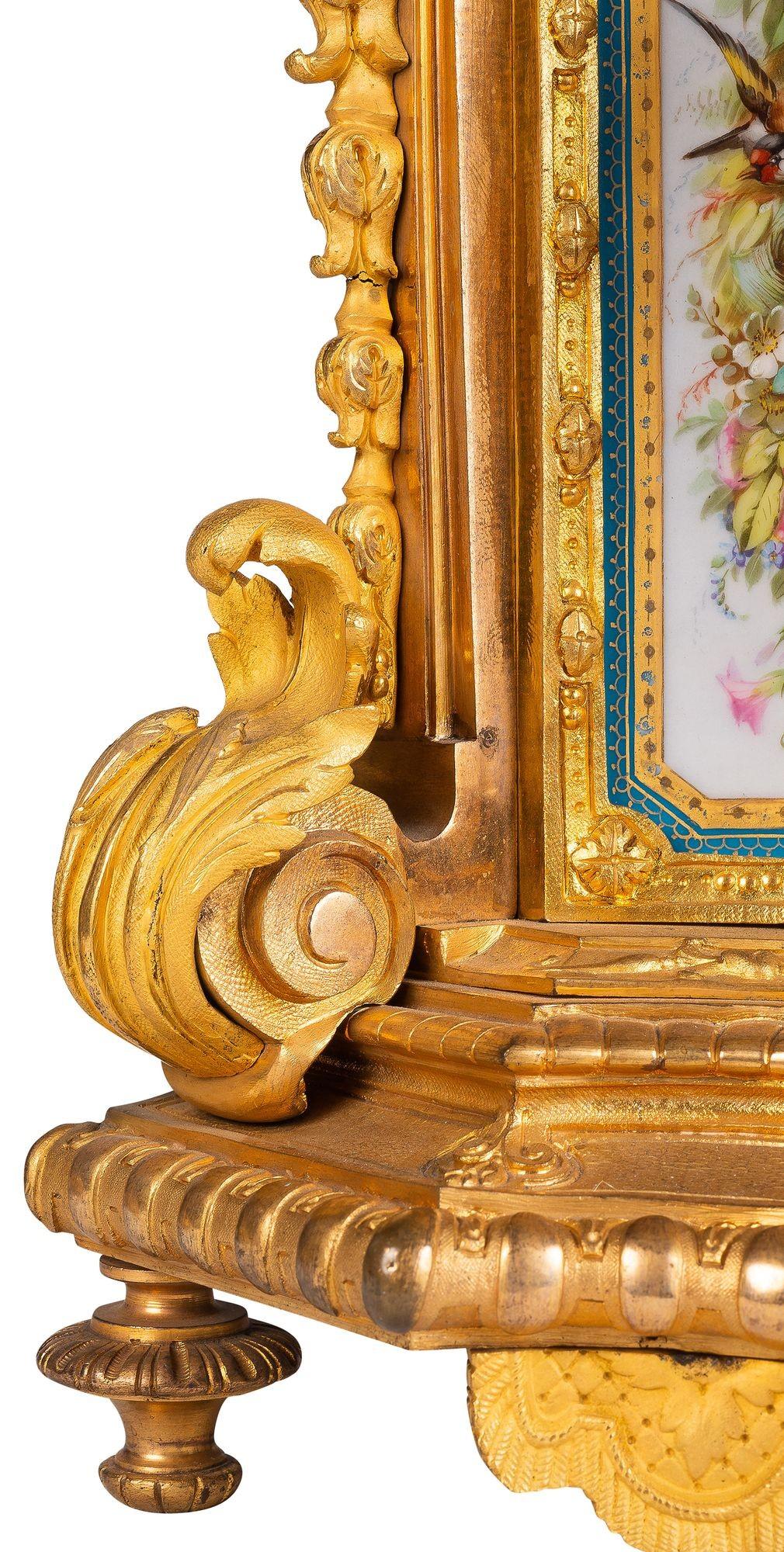 Large Sevres style porcelain clock set, 19th Century. For Sale 5