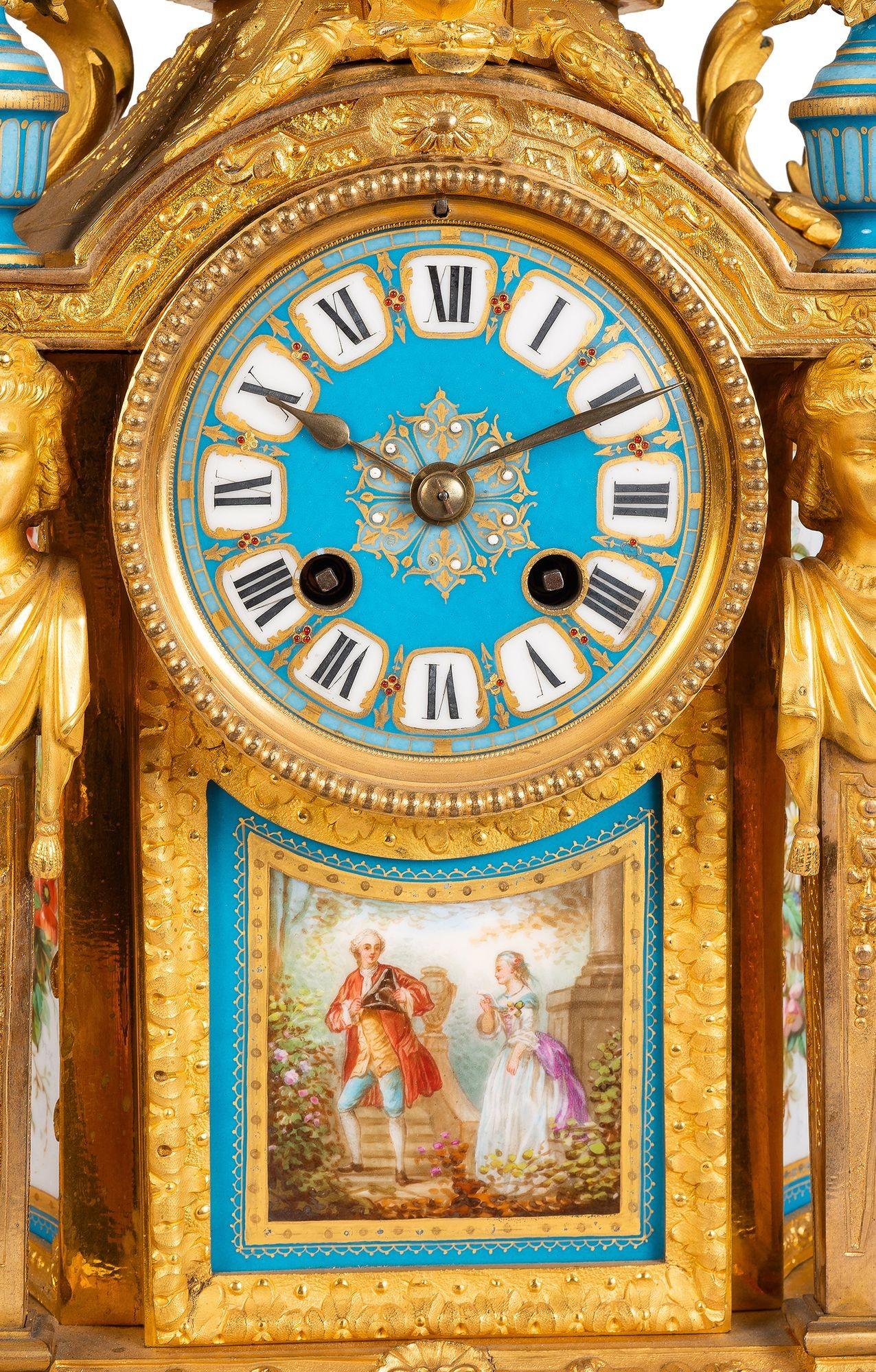 Großes Uhren-Set aus Porzellan im Sevres-Stil, 19. Jahrhundert. (Louis XVI.) im Angebot
