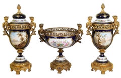 Large Sevres style porcelain garniture, C19th