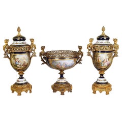 Large Sevres style porcelain garniture, C19th