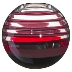 Large Sfera Vase in Black and Red Streaks by Carlo Moretti