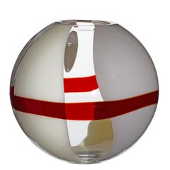 Gran jarrón Sfera gris y marfil de Carlo Moretti